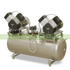 EKOM DK50 2x2V/110/M — безмасляный компрессор без шкафа, с мембранным осушителем, для четырех стоматологических установок (215 л/мин, 6 – 8 бар) / Гарантия 2 года