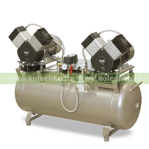 EKOM DK50 2x2V/110 – безмасляный компрессор без шкафа, без осушителя, для четырех стоматологических установок (270 л/мин, 6 – 8 бар) / Гарантия 2 года.  /    В НАЛИЧИИ