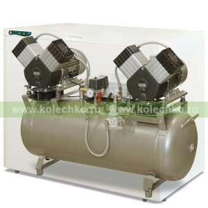 EKOM DK50 2x2V/110S/M – безмасляный компрессор со шкафом, с мембранным осушителем, для четырех стоматологических установок (215 л/мин, 6 – 8 бар) / Гарантия 2 года
