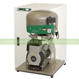EKOM DK50 PLUS S — безмасляный компрессор со шкафом, без осушителя, для одной стоматологической установки (70 л/мин, 6 – 8 бар) / Гарантия 2 года
