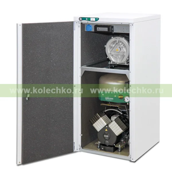 EKOM DUO 2V — безмасляный компрессор с отсасывающим агрегатом для двух стоматологических установок / Гарантия 2 года