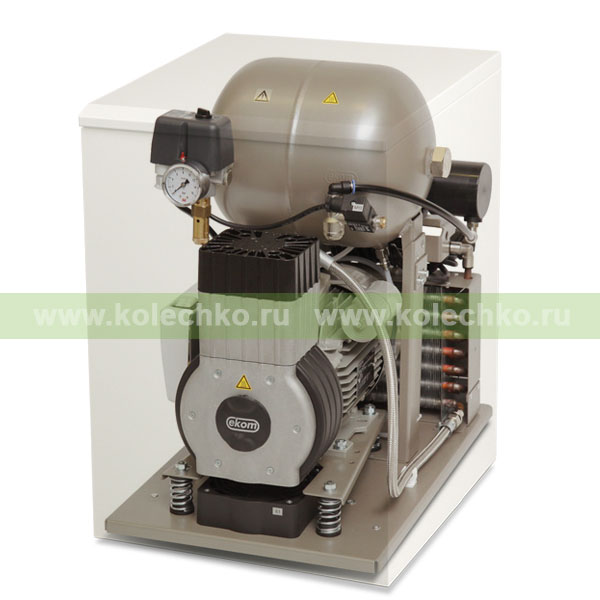 EKOM DK50-10 S – безмасляный компрессор со шкафом, без осушителя, для одной стоматологической установки (70 л/мин, 6 – 8 бар) / Гарантия 2 года